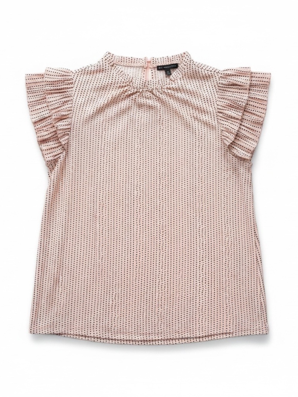 Adrianna Papell Pink Polka Dot Ruffle Sleeve Top